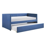 1pc Daybed with Trundle Blue Fabric Upholstery Wooden Frame Modern Home Furniture B011P256687