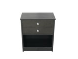 40 x 30 x 60cm Round Handle Night Stand with Two Drawer Black 60016126