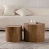 Nesting Coffee Table Set of 2 Round Wooden Coffee Tables Circle Modern Table for Small Space Living W3081P255152