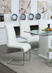 ZUN Contemporary White Padded Leatherette 2pc Side Chairs Set of 2 Chairs Kitchen Dining Room Metal B01158418