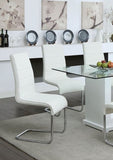 ZUN Contemporary White Padded Leatherette 2pc Side Chairs Set of 2 Chairs Kitchen Dining Room Metal B01158418