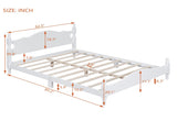 Queen Size Wood Platform Bed Frame,Retro Style Platform Bed with Wooden Slat Support,White WF310132AAK