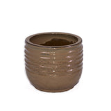 Handmade Glazed Ceramic Planter Set of 3, 15/11/8 Inch Diameter, Horizontal Ribbed Texture, for W3273P321466