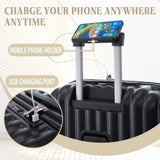 ABS Spinner Wheel Luggage, Carry on Suitcase, with Cup Holder & USB Port & Phone Holder W2787P262957