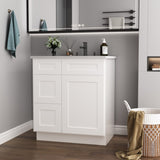 30 in. W x 21 in. D x 34.5 in. H in Shaker White Plywood Ready to Assemble Floor Vanity Sink Base 94545545