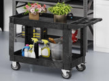 Heavy-Duty Utility Cart, 550 lbs Load Capacity, 40 x 17 inch Rolling Plastic Service Cart with 2 91977287