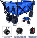 ZUN Collapsible Wagon Heavy Duty Folding Wagon Cart with Removable Canopy, 4" Wide Large All Terrain 06850292