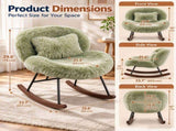25.59"W x 33.66"D x 29.53"H Indoor Plush Rocking Chair, Soft Fluffy Lounge Rocker with White Metal 96056141