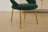 061-Set of 1 Teddy Fabric Chairs With Curved Backrest and Golden Metal Legs for Kitchen or W527P255488