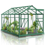 6x10ft Hybrid Polycarbonate Greenhouse Green 00080717