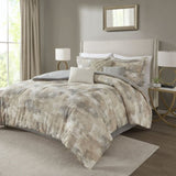 7 Piece Textured Cotton Blend Comforter Set Gray King B035128833