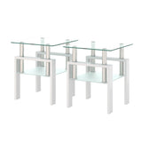 ZUN Set of 2, Modern Tempered Glass Tea Table Coffee Table End Table, Square Table for Living Room, 28812852