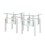 Set of 2, Modern Tempered Glass Tea Table Coffee Table End Table, Square Table for Living Room, W241104208