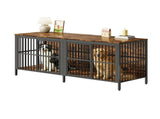 80" Dog Crate End Table, Heavy Duty 2-Door Indoor Pet Kennel, Multipurpose Dog House Furniture as TV W1820P472724