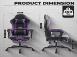 Gaming Chair, Ergonomic Computer Chair with Footrest and Massage Lumbar Support, Height Adjustable W2367P288700