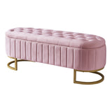 Elegant Upholstered Velvet Storage Ottoman with Button-Tufted,Storage Bench with Metal Legs for N733P208522H