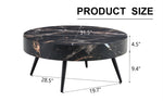 ZUN 31.5" Black Marble-Patterned MDF Round Coffee Table with black Metal Legs.Adjustable Feet,Coffee W1151P205777