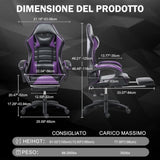 Ergonomic Gaming Chair with Footrest, PU Leather Video Game Chairs for Adults, Reclining Gamer Chair 98892423