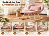 25.59"W x 33.66"D x 29.53"H Indoor Teddy Fabric Rocking Chair, Soft Fluffy Lounge Rocker with White 96668608