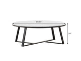 White Faux Marble and Matte Black Coffee Table B062P145515