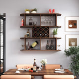 Large Wall Mounted 3 Tier Rustic Bottle Wine Rack,Multifunctional Wooden Wall Mounted Wine W331P277924