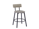 Round bar stool set with shelf, upholstered stool with backrest Grey, 23.62'' W x 23.62'' D x 84811202