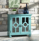 ZUN Classic Storage Cabinet 1pc Modern Traditional Accent Chest with Mirror Doors Antique Aqua Finish B011P169757