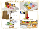 2-in-1 Wooden Grocery Store & Ice Cream Cart Playset with Accessories 95834899