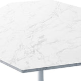31.50"Modern Octagonal Coffee Table with Printed White Marble Table Top,Metal Base, for Dining Room, W757126158
