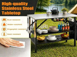 Foldable Outdoor Grill Prep Table with Stainless Steel Tabletop, Galvanized Steel Frame Multi 23873836