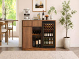 51.2" Modern Fluted Bar Cabinet with Fridge Compartment 59558592
