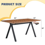 Dark Brown Herringbone Pattern MDF Dining Table - A Perfect Match for Modern Minimalist and W3226P279049