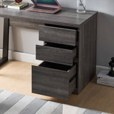 ZUN Executive Home Office Desk with Two Storage Drawers and File Cabinet- Distressed Grey & Black B107130854