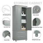 ZUN Tall Storage Cabinet with Two Drawers for Bathroom/Office, Grey WF299284AAE