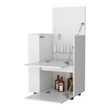 FM FURNITURE Logan Bar Cart with Two Cabinets and Open Shelves, White B128P321070