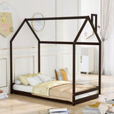 ZUN Twin Size House Bed Wood Bed, Espresso 52223553