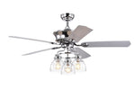 ZUN 52-in Farmhouse Glass Shade 5-Blade Reversible Ceiling Fan with Light Kit and Remote - 52 Inches For W1592P154474