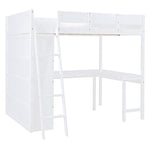 ZUN Full Size Loft Bed with Desk and Shelf - White 34270044