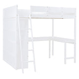 ZUN Full Size Loft Bed with Desk and Shelf - White 34270044