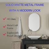 20x34 Inch Oval Recessed Medicine Cabinet, Metal Framed Bathroom Wall Cabinet with Mirror and W1435P201161