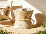 U_Style Hourglass shape Outdoor Side Table, Concrete Contemporary Lightweight Accent Table with N711P422072A