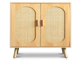 Modern Rattan Shoe Storage Cabinet with Double Doors and Adjustable Shelves, Accent Cabinet for 24395179