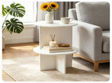 2-Tier Modern White Side End Table Engineered Wood Accent Nightstand with Open Storage Shelf 36576351