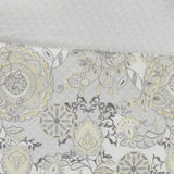 8 Piece Cotton Floral Printed Reversible Comforter Set Yellow Queen B03597283