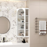 Glass Door Wall Mounted Corner Cabinet with Featuring Four-tier Storage for Bedroom, Living Room, W757130160