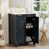 24x18x34 Inches Vintage Style Small Bathroom Vanity Combo with Ceramic Sink, 2 Soft-close Doors WF320828AAP