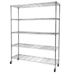 ZUN 5-Tier NSF Heavy Duty Adjustable Storage Metal Rack with Wheels & Shelf Liners Ideal for Garage, 49670774