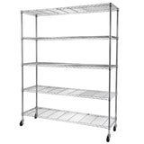 ZUN 5-Tier NSF Heavy Duty Adjustable Storage Metal Rack with Wheels & Shelf Liners Ideal for Garage, 49670774