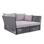 ZUN 2-Piece Outdoor Sunbed and Coffee Table Set, Patio Double Chaise Lounger Loveseat Daybed with Clear 99563974