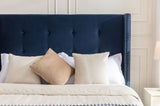 Peyton Upholstered Queen Bed / 54" High Headboard / Traditional Hand Buttoned Tufting / Nailhead B083P152028